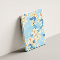 Hawaii Hibiscus Plumeria Blue Canvas Wall Art Polynesian Pattern