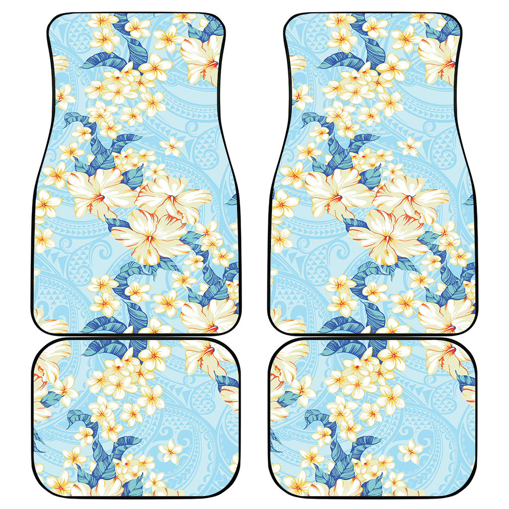 Hawaii Hibiscus Plumeria Blue Car Mats Polynesian Pattern LT01 - Polynesian Pride