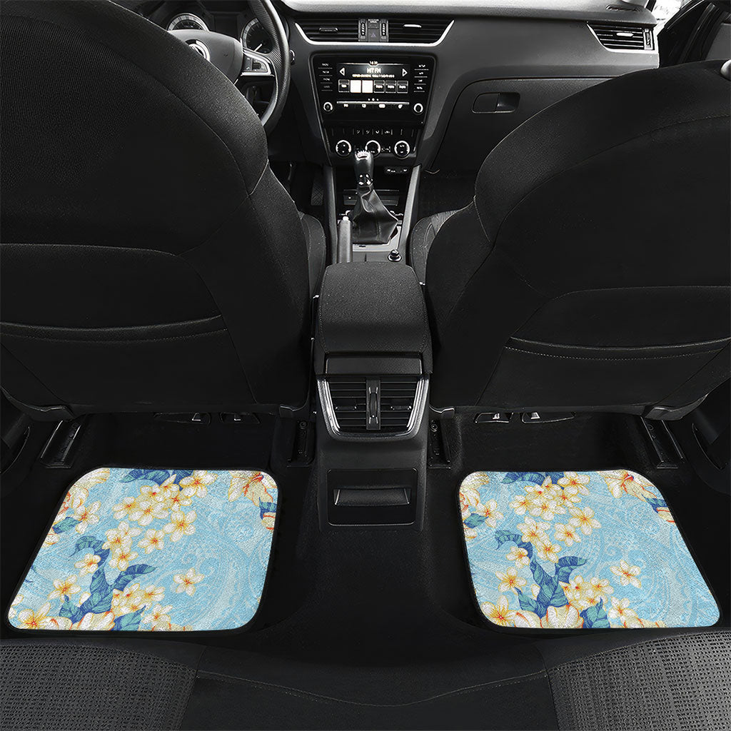 Hawaii Hibiscus Plumeria Blue Car Mats Polynesian Pattern LT01 Set 2pcs - Back Blue - Polynesian Pride
