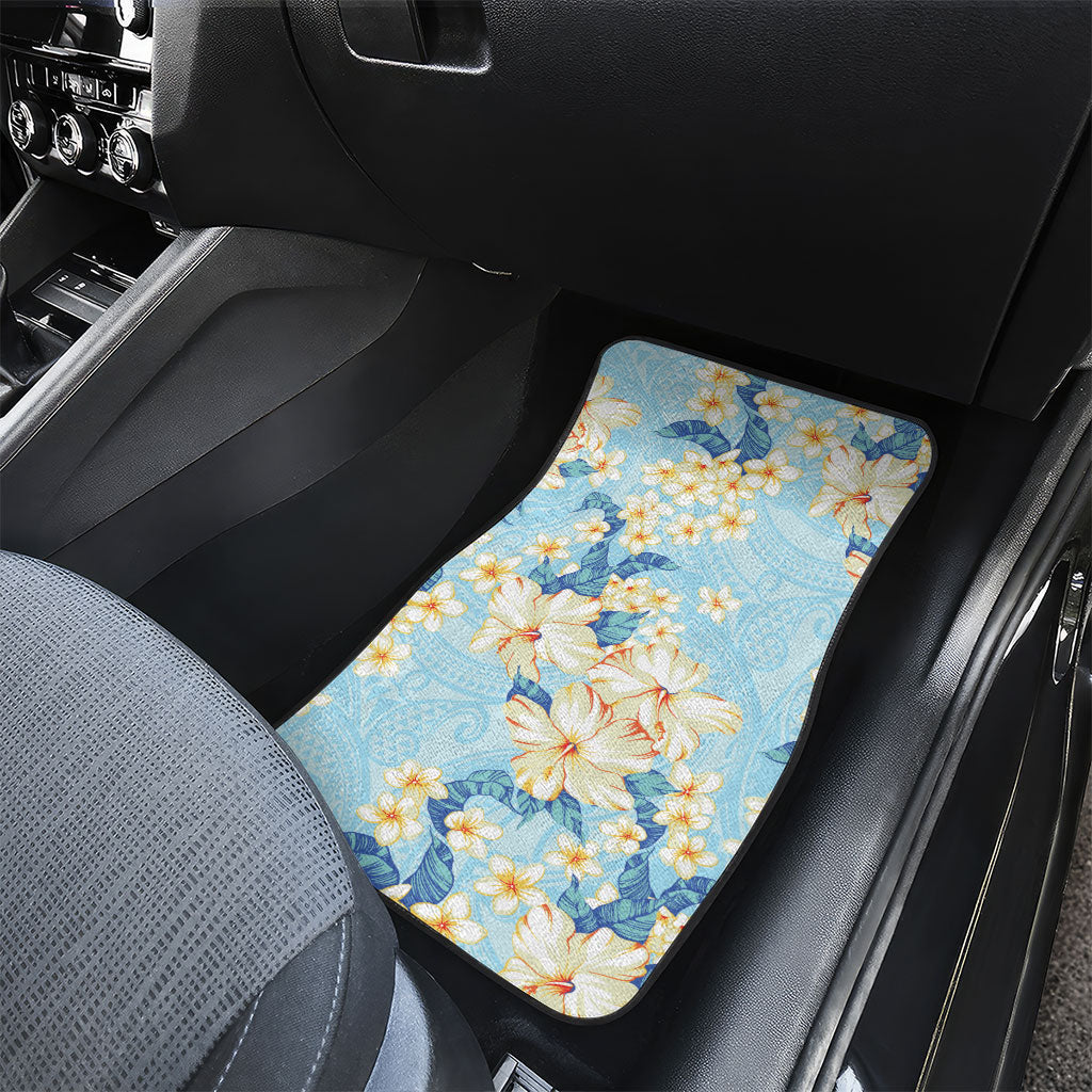 Hawaii Hibiscus Plumeria Blue Car Mats Polynesian Pattern LT01 - Polynesian Pride