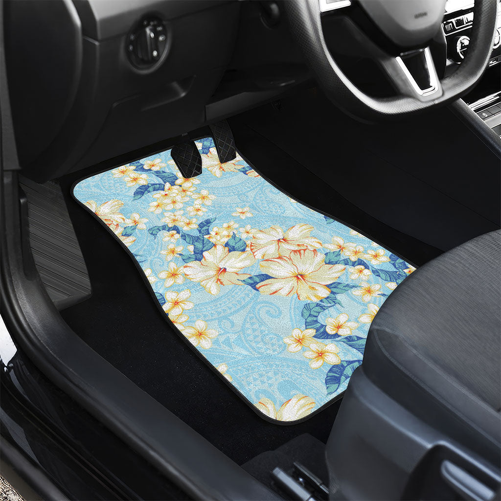 Hawaii Hibiscus Plumeria Blue Car Mats Polynesian Pattern LT01 - Polynesian Pride