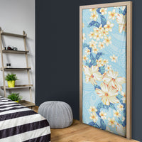 Hawaii Hibiscus Plumeria Blue Door Cover Polynesian Pattern