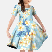 Hawaii Hibiscus Plumeria Blue Family Matching Off Shoulder Maxi Dress and Hawaiian Shirt Polynesian Pattern