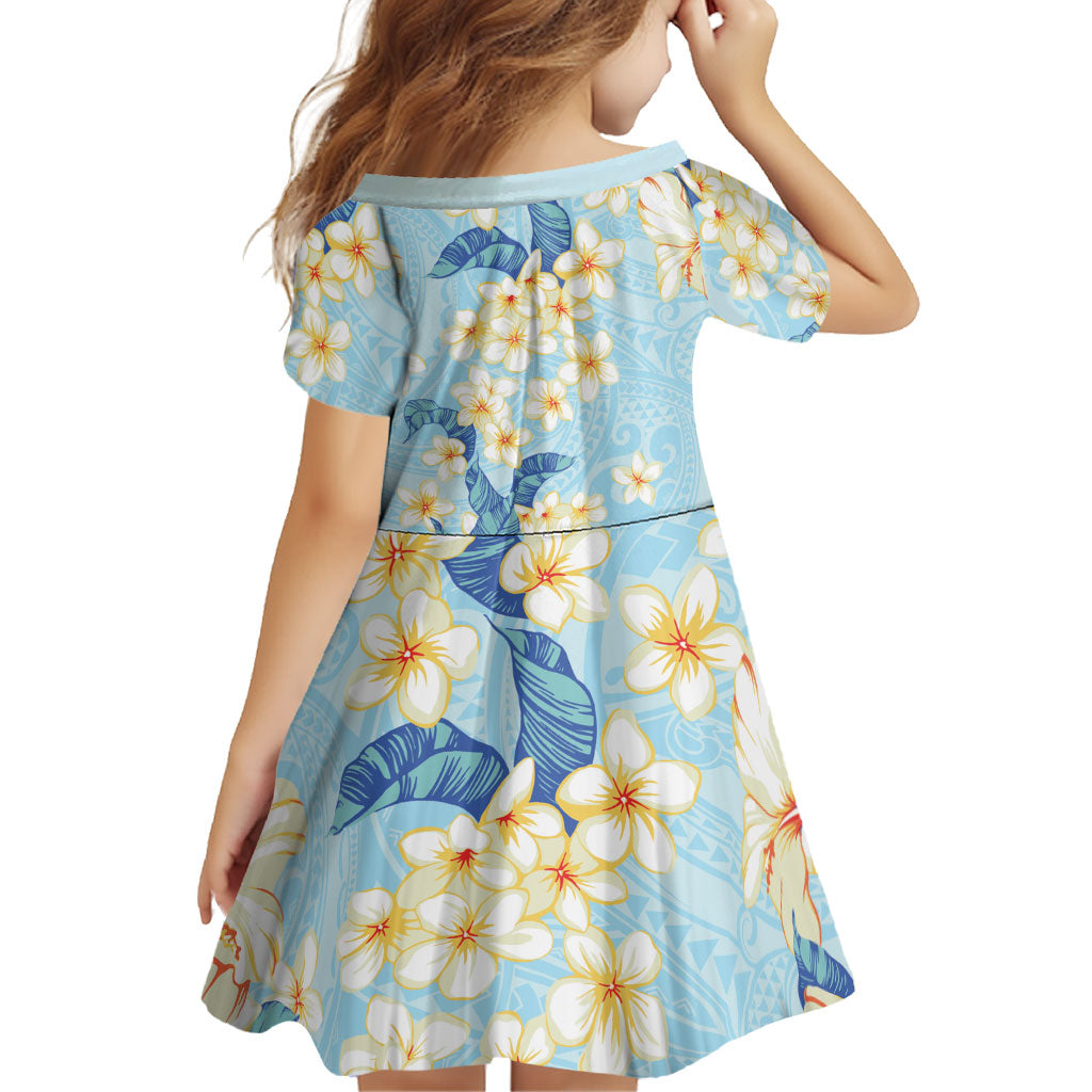 Hawaii Hibiscus Plumeria Blue Family Matching Summer Maxi Dress and Hawaiian Shirt Polynesian Pattern