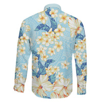 Hawaii Hibiscus Plumeria Blue Family Matching Summer Maxi Dress and Hawaiian Shirt Polynesian Pattern