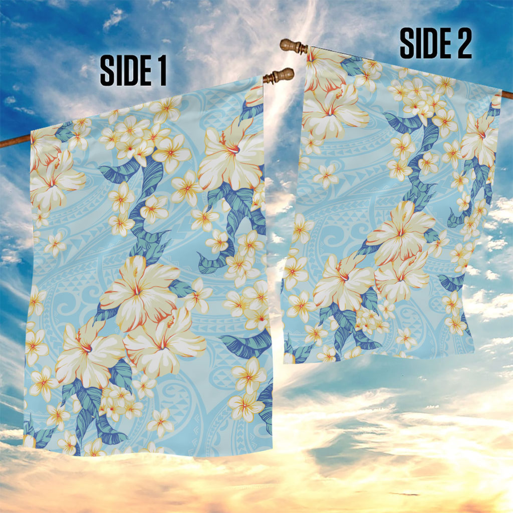 Hawaii Hibiscus Plumeria Blue Garden Flag Polynesian Pattern LT01 - Polynesian Pride