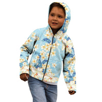 Hawaii Hibiscus Plumeria Blue Kid Hoodie Polynesian Pattern LT01 - Polynesian Pride