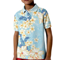 Hawaii Hibiscus Plumeria Blue Kid Polo Shirt Polynesian Pattern LT01 Kid Blue - Polynesian Pride