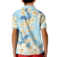 Hawaii Hibiscus Plumeria Blue Kid Polo Shirt Polynesian Pattern LT01 - Polynesian Pride