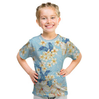 Hawaii Hibiscus Plumeria Blue Kid T Shirt Polynesian Pattern LT01 Blue - Polynesian Pride