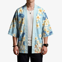 Hawaii Hibiscus Plumeria Blue Kimono Polynesian Pattern LT01 - Polynesian Pride