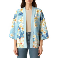 Hawaii Hibiscus Plumeria Blue Kimono Polynesian Pattern LT01 - Polynesian Pride