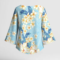 Hawaii Hibiscus Plumeria Blue Kimono Sleeve Blouse Polynesian Pattern LT01 - Polynesian Pride
