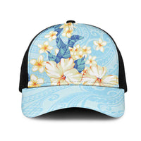Hawaii Hibiscus Plumeria Blue Mesh Trucker Cap Polynesian Pattern LT01 One Size Black Blue - Polynesian Pride
