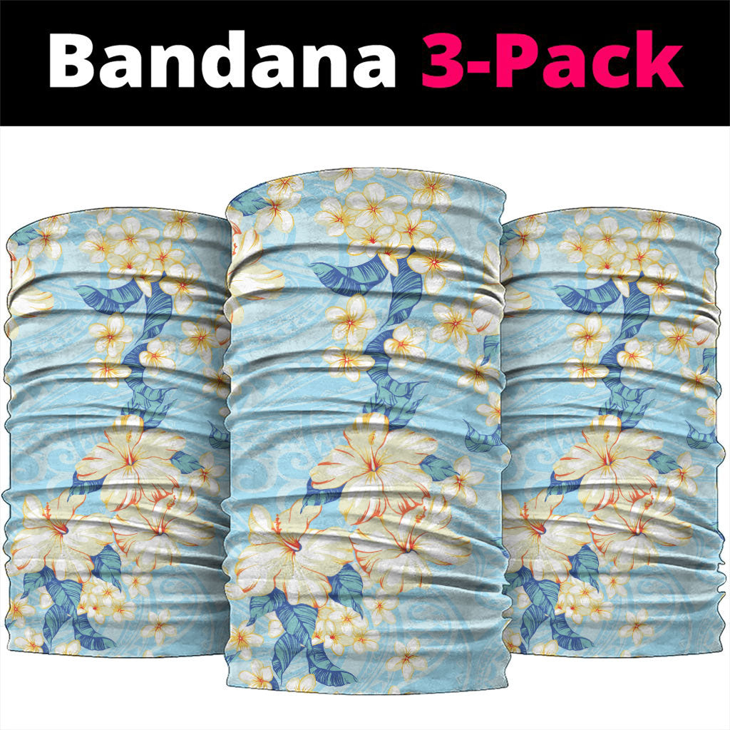 Hawaii Hibiscus Plumeria Blue Neck Gaiter Polynesian Pattern LT01 package One Size: 25*50cm Blue - Polynesian Pride