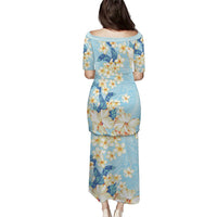 Hawaii Hibiscus Plumeria Blue Puletasi Polynesian Pattern LT01 - Polynesian Pride