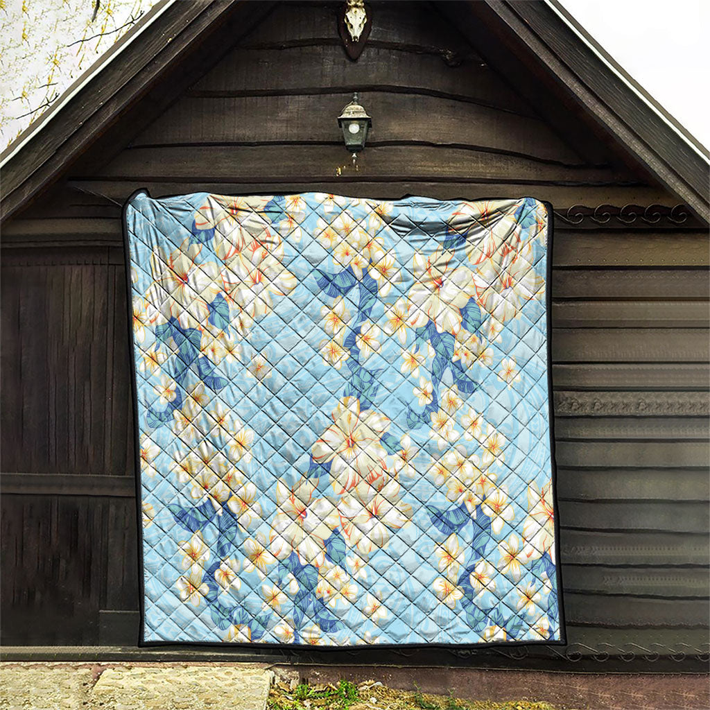 Hawaii Hibiscus Plumeria Blue Quilt Polynesian Pattern LT01 - Polynesian Pride