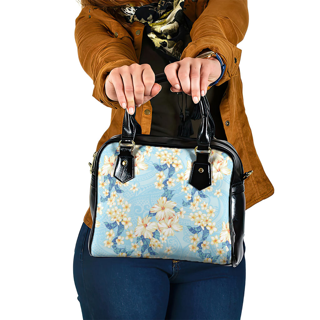 Hawaii Hibiscus Plumeria Blue Shoulder Handbag Polynesian Pattern LT01 One Size Blue - Polynesian Pride
