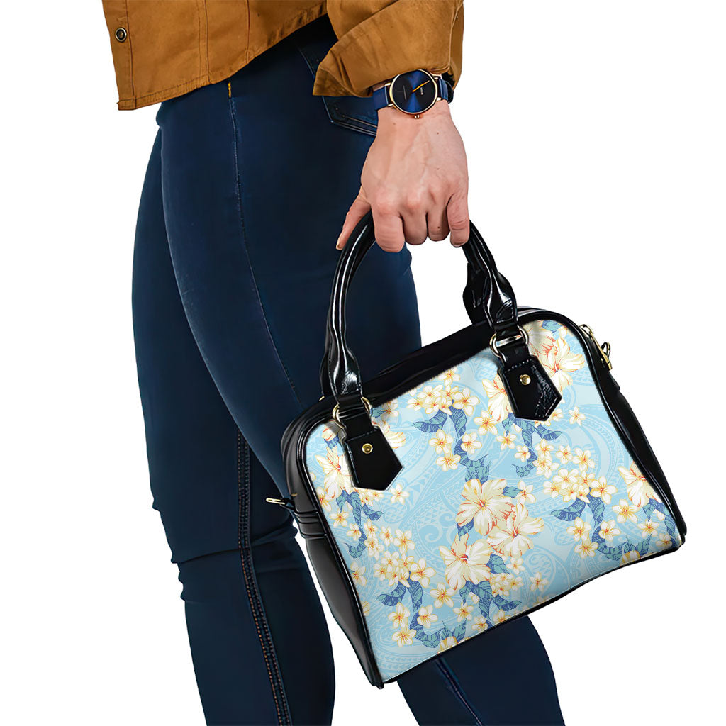 Hawaii Hibiscus Plumeria Blue Shoulder Handbag Polynesian Pattern LT01 - Polynesian Pride