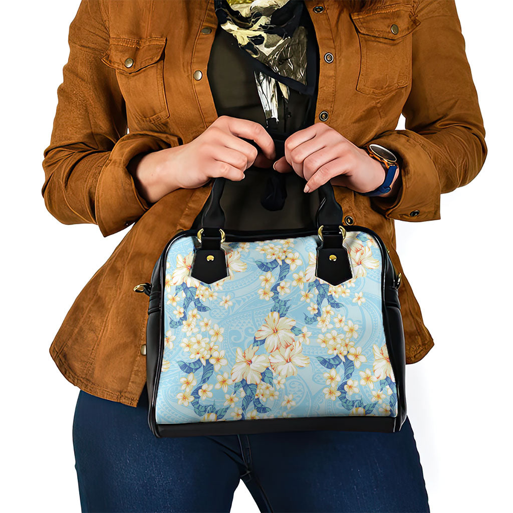 Hawaii Hibiscus Plumeria Blue Shoulder Handbag Polynesian Pattern LT01 - Polynesian Pride