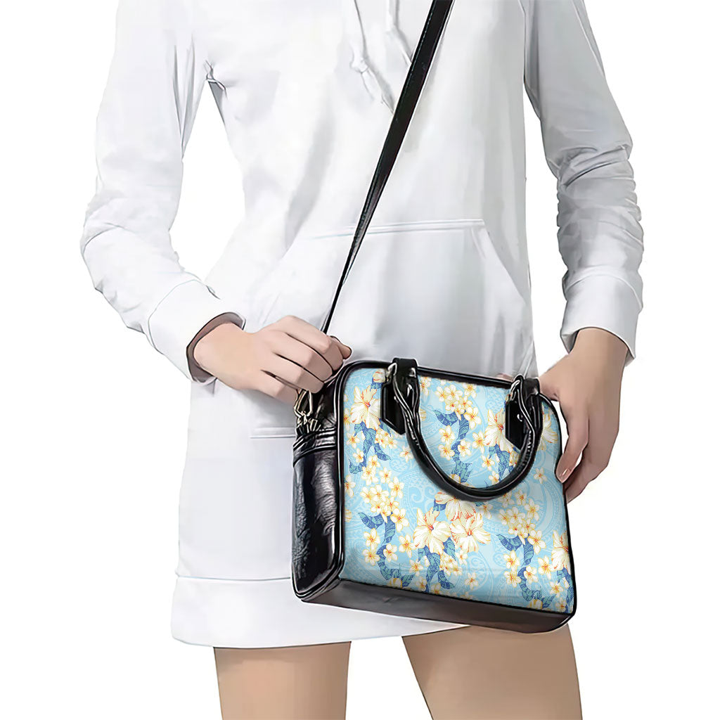 Hawaii Hibiscus Plumeria Blue Shoulder Handbag Polynesian Pattern LT01 - Polynesian Pride