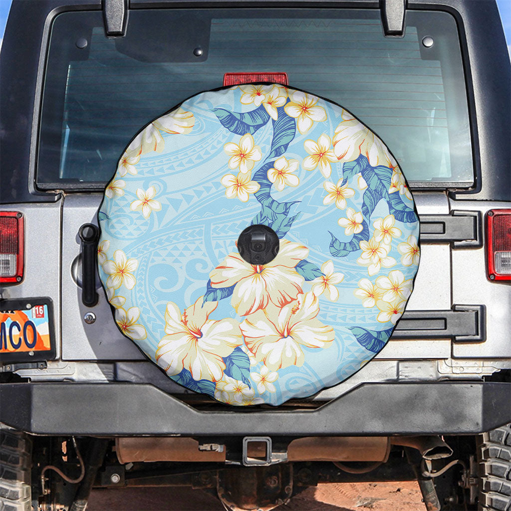 Hawaii Hibiscus Plumeria Blue Spare Tire Cover Polynesian Pattern LT01 Blue - Polynesian Pride
