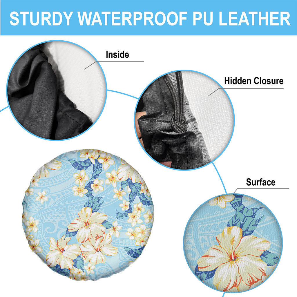 Hawaii Hibiscus Plumeria Blue Spare Tire Cover Polynesian Pattern LT01 - Polynesian Pride