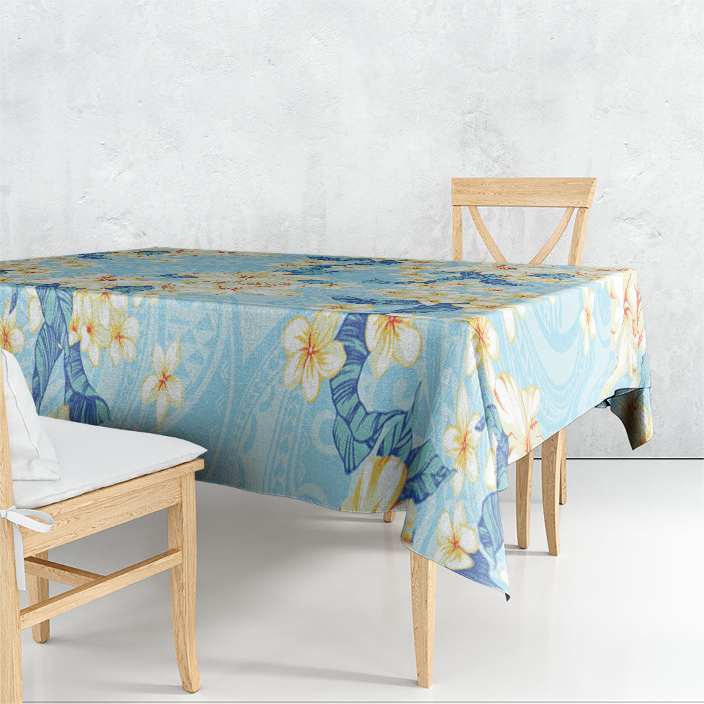 Hawaii Hibiscus Plumeria Blue Tablecloth Polynesian Pattern LT01 - Polynesian Pride