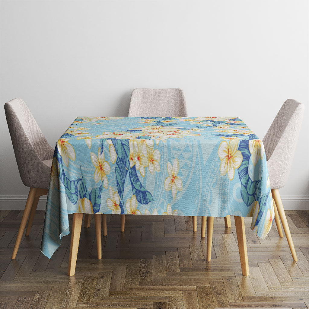 Hawaii Hibiscus Plumeria Blue Tablecloth Polynesian Pattern LT01 - Polynesian Pride
