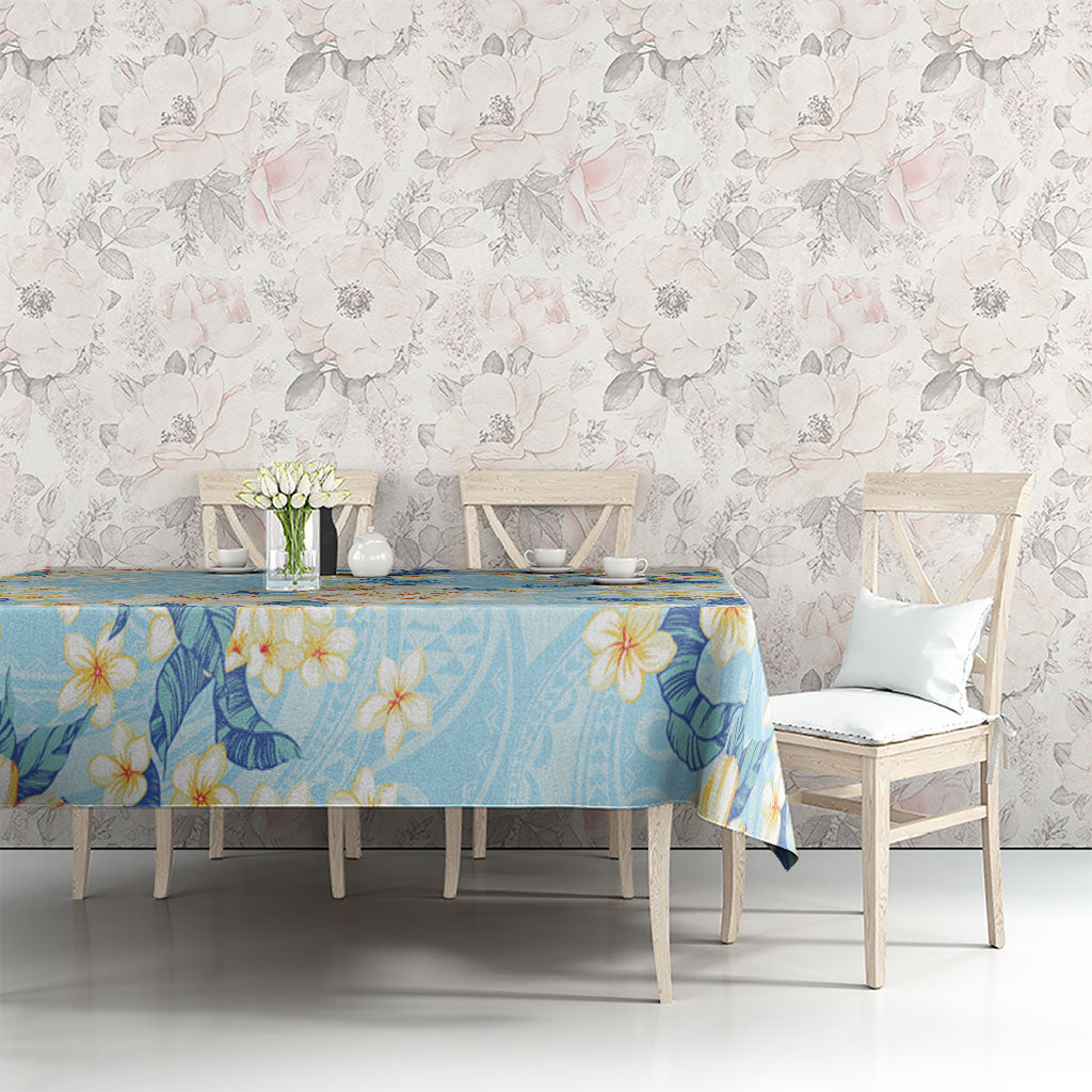 Hawaii Hibiscus Plumeria Blue Tablecloth Polynesian Pattern LT01 - Polynesian Pride