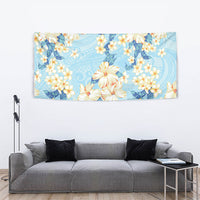 Hawaii Hibiscus Plumeria Blue Tapestry Polynesian Pattern