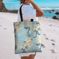 Hawaii Hibiscus Plumeria Blue Tote Bag Polynesian Pattern LT01 - Polynesian Pride