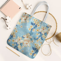 Hawaii Hibiscus Plumeria Blue Tote Bag Polynesian Pattern LT01 White Strap One Size Blue - Polynesian Pride