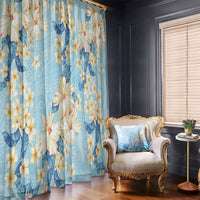 Hawaii Hibiscus Plumeria Blue Window Curtain Polynesian Pattern LT01 - Polynesian Pride