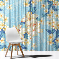 Hawaii Hibiscus Plumeria Blue Window Curtain Polynesian Pattern LT01 - Polynesian Pride