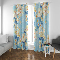 Hawaii Hibiscus Plumeria Blue Window Curtain Polynesian Pattern LT01 With Grommets Blue - Polynesian Pride