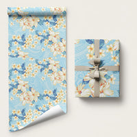 Hawaii Hibiscus Plumeria Blue Wrapping Paper Polynesian Pattern LT01 58" × 23" Blue - Polynesian Pride