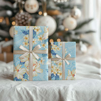 Hawaii Hibiscus Plumeria Blue Wrapping Paper Polynesian Pattern LT01 - Polynesian Pride