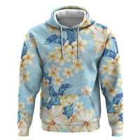 Hawaii Hibiscus Plumeria Blue Zip Hoodie Polynesian Pattern LT01 Pullover Hoodie Blue - Polynesian Pride