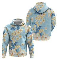 Hawaii Hibiscus Plumeria Blue Zip Hoodie Polynesian Pattern LT01 - Polynesian Pride