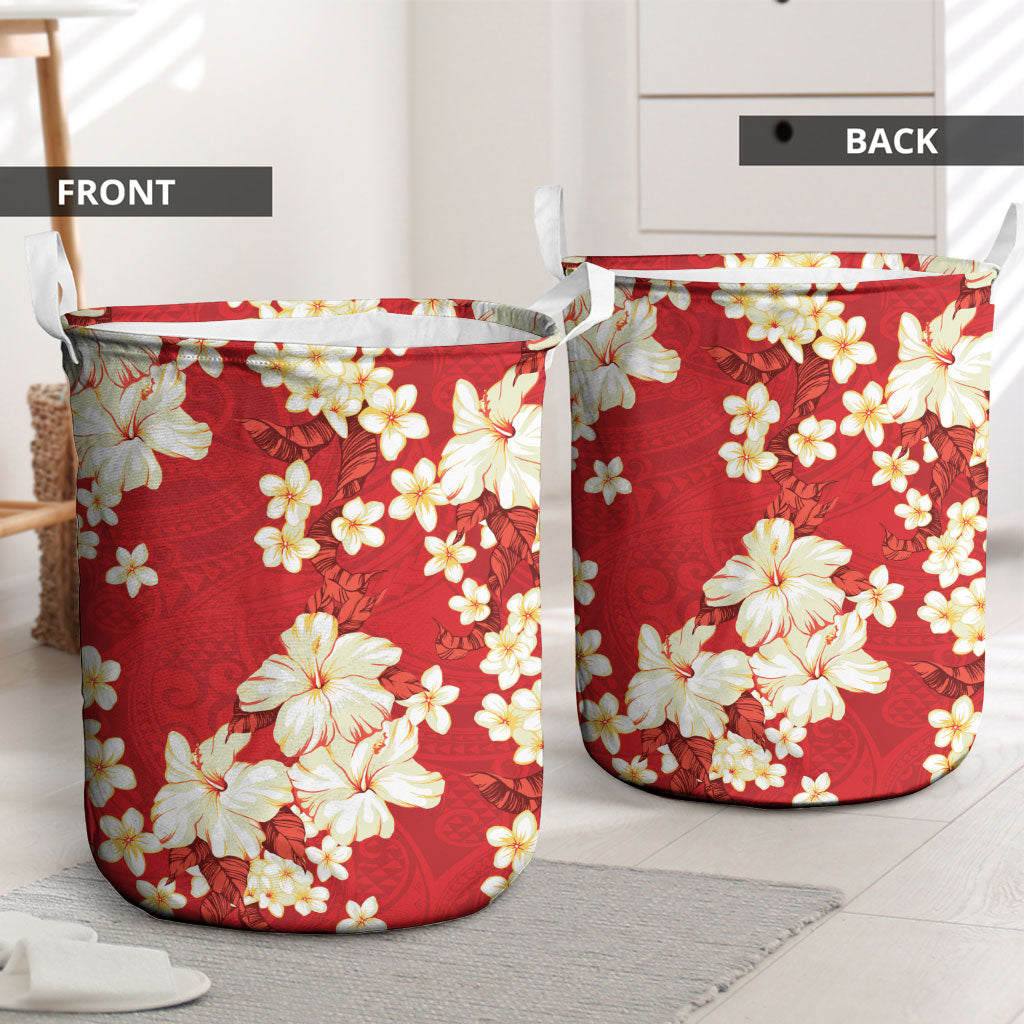Hawaii Hibiscus Plumeria Red Laundry Basket Polynesian Pattern LT01 - Polynesian Pride