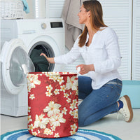 Hawaii Hibiscus Plumeria Red Laundry Basket Polynesian Pattern LT01 - Polynesian Pride
