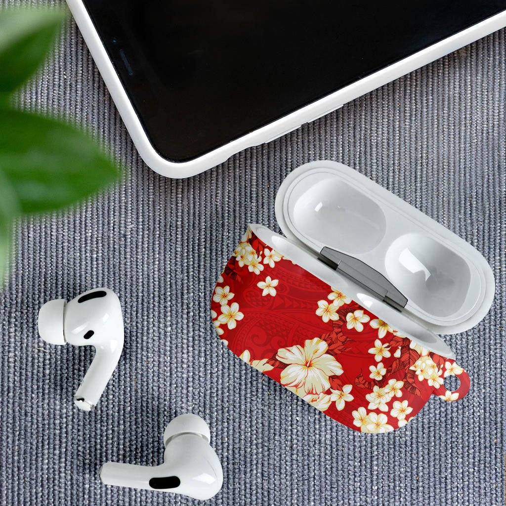 Hawaii Hibiscus Plumeria Red AirPods Case Polynesian Pattern LT01 - Polynesian Pride