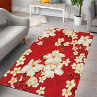 Hawaii Hibiscus Plumeria Red Area Rug Polynesian Pattern LT01 - Polynesian Pride