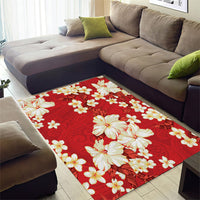 Hawaii Hibiscus Plumeria Red Area Rug Polynesian Pattern LT01 - Polynesian Pride