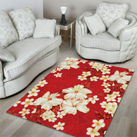 Hawaii Hibiscus Plumeria Red Area Rug Polynesian Pattern LT01 - Polynesian Pride
