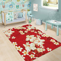 Hawaii Hibiscus Plumeria Red Area Rug Polynesian Pattern LT01 - Polynesian Pride