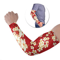 Hawaii Hibiscus Plumeria Red Arm Sleeves Polynesian Pattern LT01 Set of 2 Red - Polynesian Pride