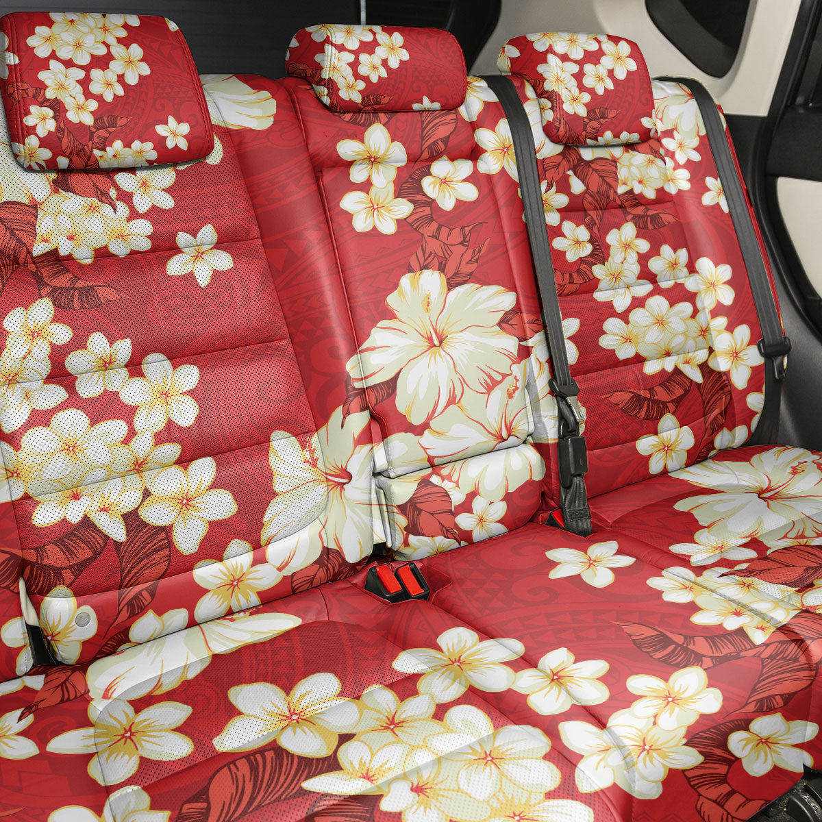 Hawaii Hibiscus Plumeria Red Back Car Seat Cover Polynesian Pattern LT01 - Polynesian Pride