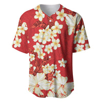 Hawaii Hibiscus Plumeria Red Baseball Jersey Polynesian Pattern LT01 Red - Polynesian Pride